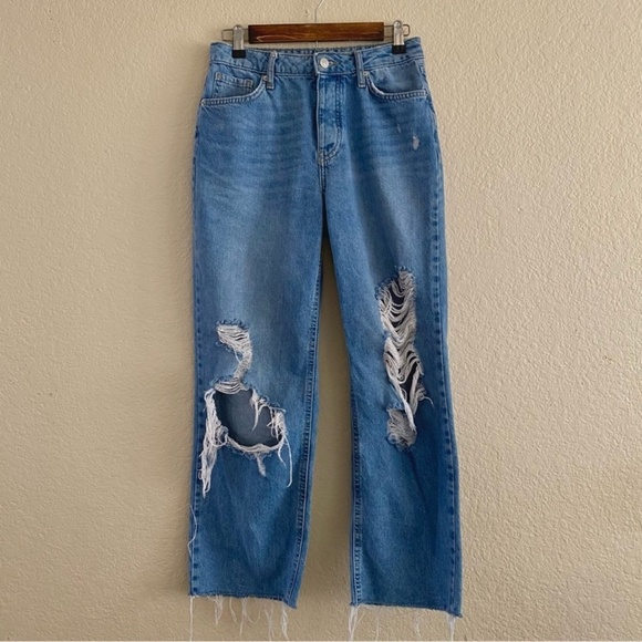 Forever 21 Denim - Forever 21 Light Blue Denim Distressed Ripped Mom Jeans Size 24
